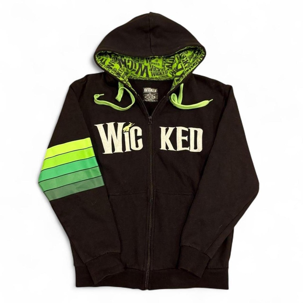 Wicked The Musical Black Green Full Zip Graphic Hoodie Womens Size S Broadway